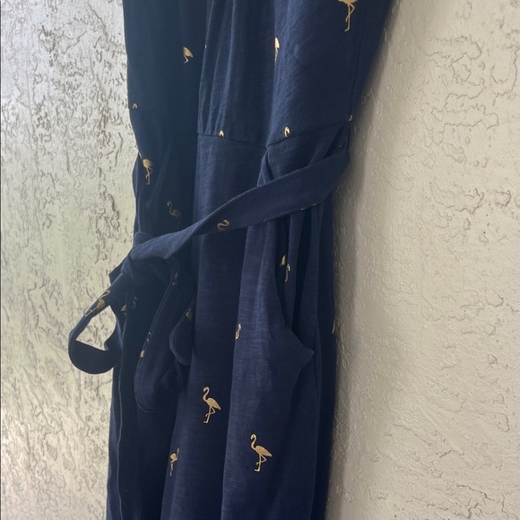 Boden Navy Flamingo Print Midi Dress - Picture 4 of 5